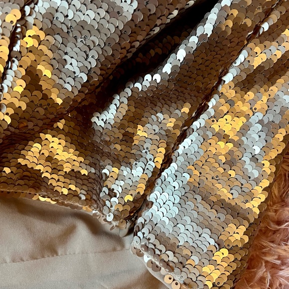 Banana Republic matte Rose Gold Holiday NYE sequin skirt size 14 Immediate Ship! - Picture 2 of 7